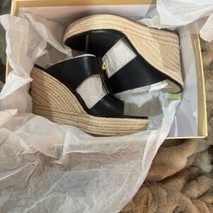 Black Wedge Sandals/Michael Kors/Bradley Mules/NIB! NEW! NEVER WORN! Size 7!